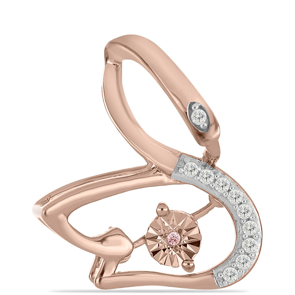 Colgante de Plata Bañada en Oro Rosa con Diamante Rosa Danzantes y Topacio Blanco