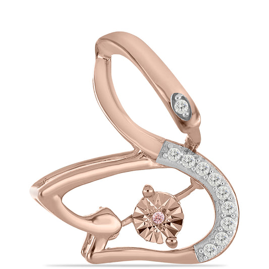 Colgante de Plata Bañada en Oro Rosa con Diamante Rosa Danzantes y Topacio Blanco