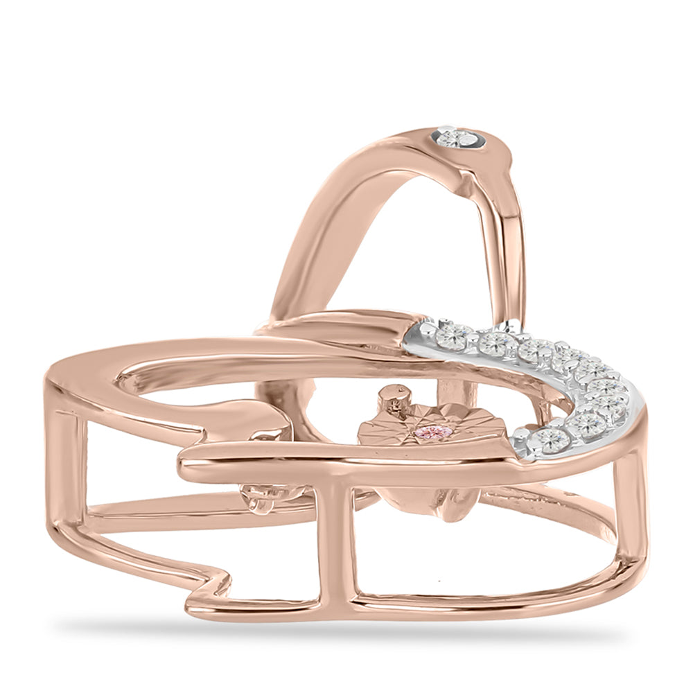 Colgante de Plata Bañada en Oro Rosa con Diamante Rosa Danzantes y Topacio Blanco 2 