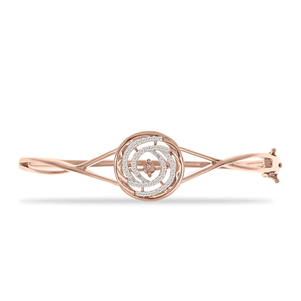Pulsera de Plata Bañada en Oro Rosa con Diamante Rosa Danzantes y Topacio Blanco 1 
