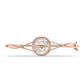 Pulsera de Plata Bañada en Oro Rosa con Diamante Rosa Danzantes y Topacio Blanco
