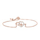 Pulsera de Plata Bañada en Oro Rosa con Diamante Rosa Danzantes y Topacio Blanco