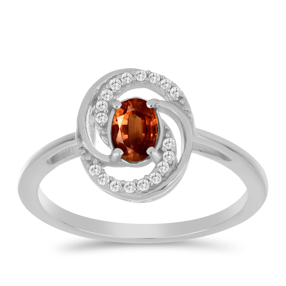 Anillo de Plata con Andalusita y Topacio Blanco