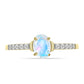 Anillo de Plata Bañada en Oro con Piedra Lunar Arco Iris y Topacio Blanco