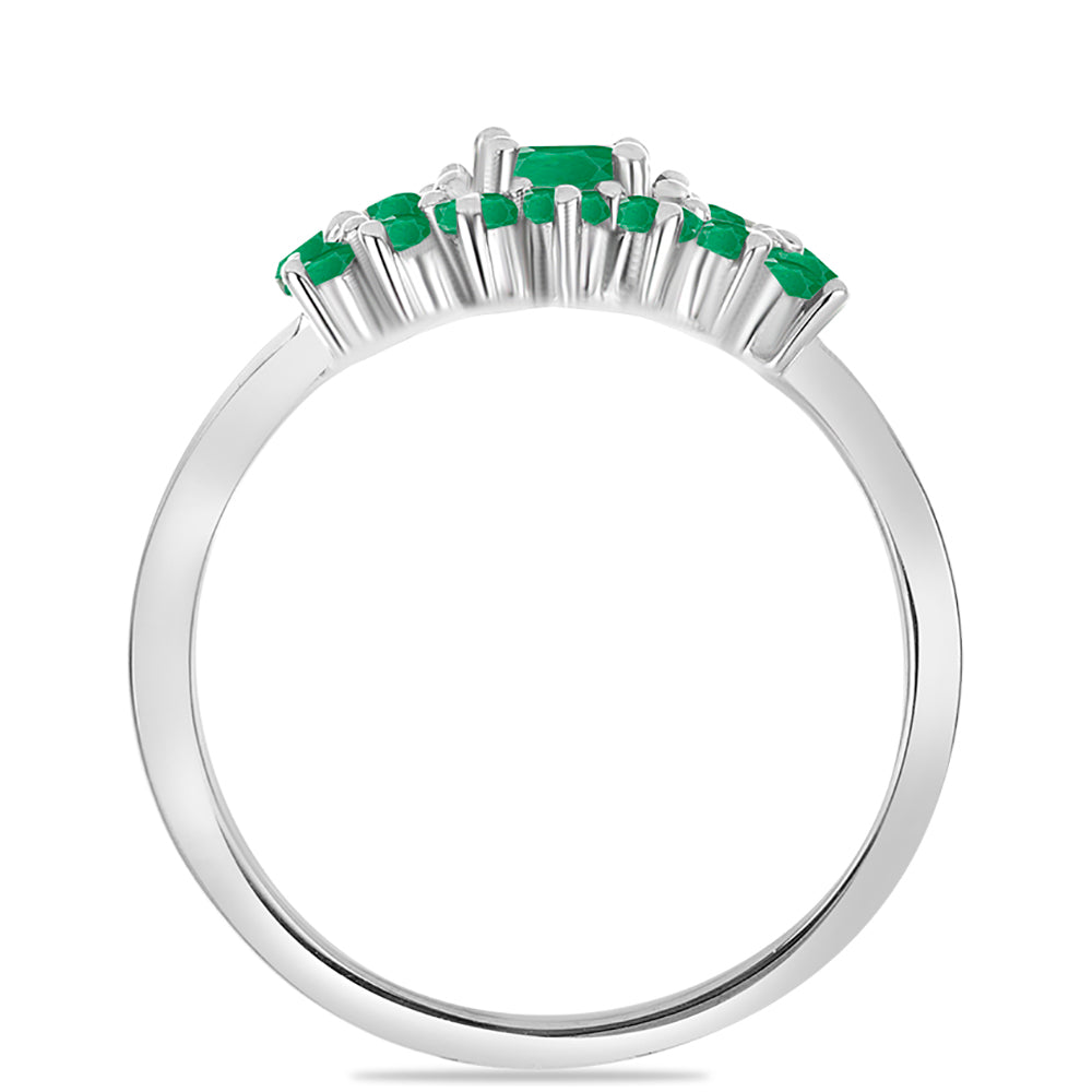 Anillo de Plata con Esmeralda de Brasil y Zircón Blanco 2 