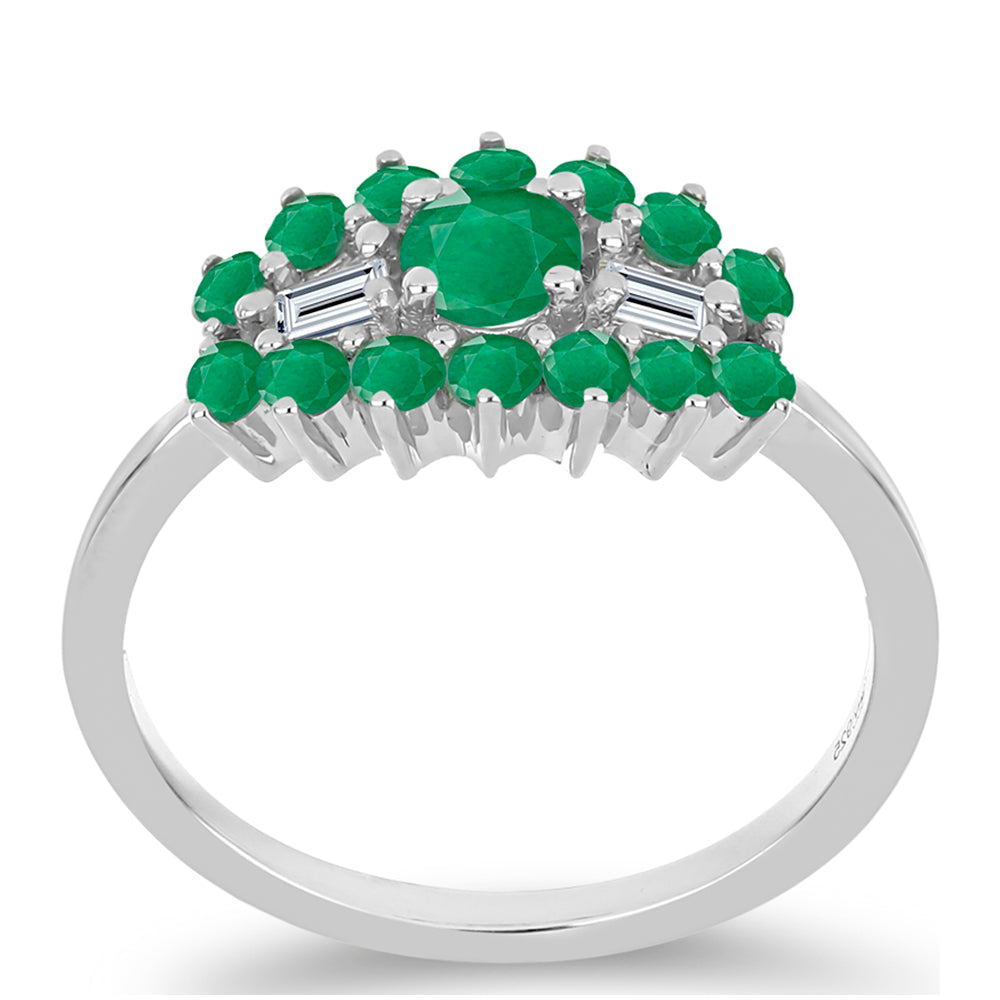 Anillo de Plata con Esmeralda de Brasil y Zircón Blanco 3 