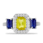 Anillo de Plata con Zafiro Amarillo y Zafiro azul Australiano