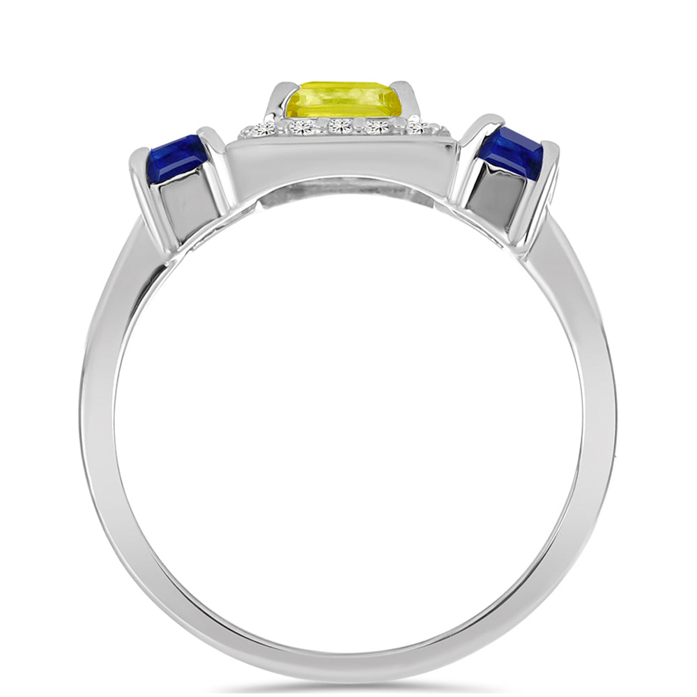 Anillo de Plata con Zafiro Amarillo y Zafiro azul Australiano 2 