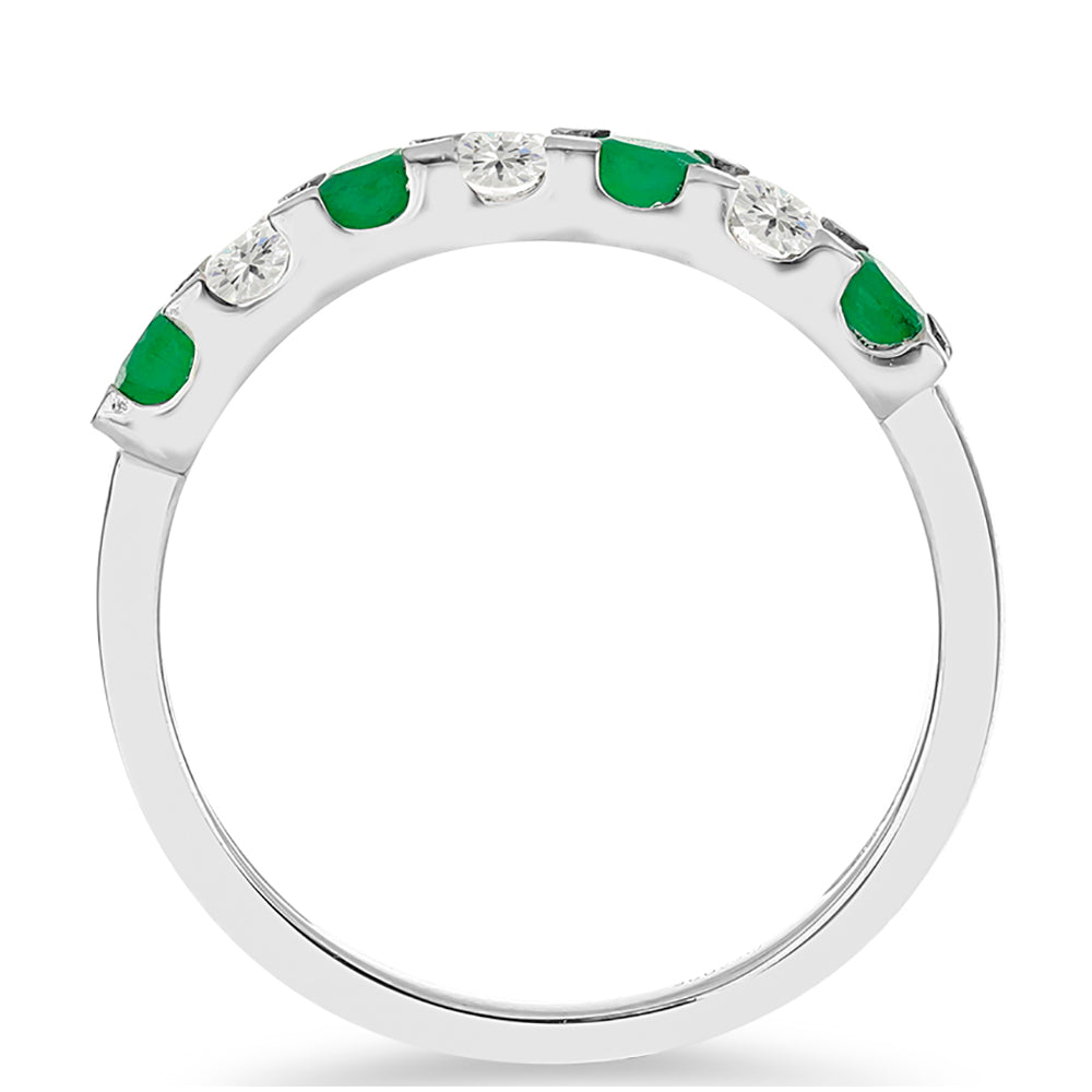 Anillo de Plata con Esmeralda de Brasil y Topacio Blanco 4 