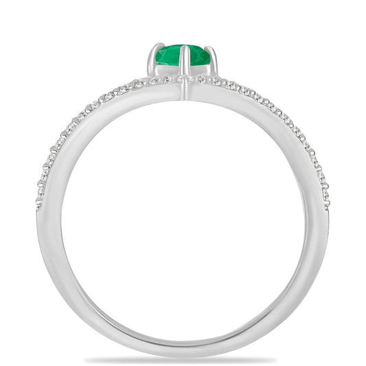 Anillo de Plata con Esmeralda de Brasil y Topacio Blanco