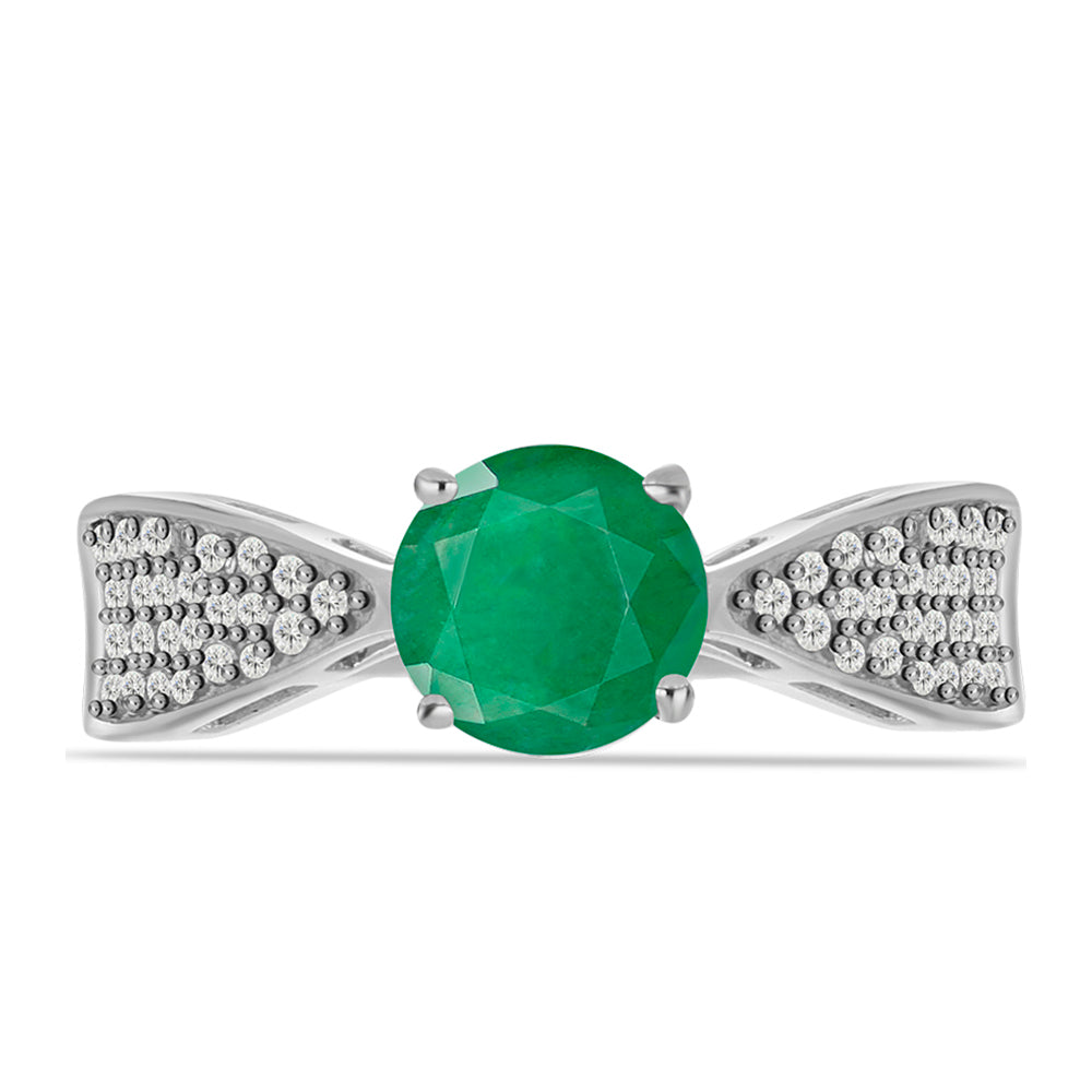 Anillo de Plata con Esmeralda de Brasil y Topacio Blanco 1 