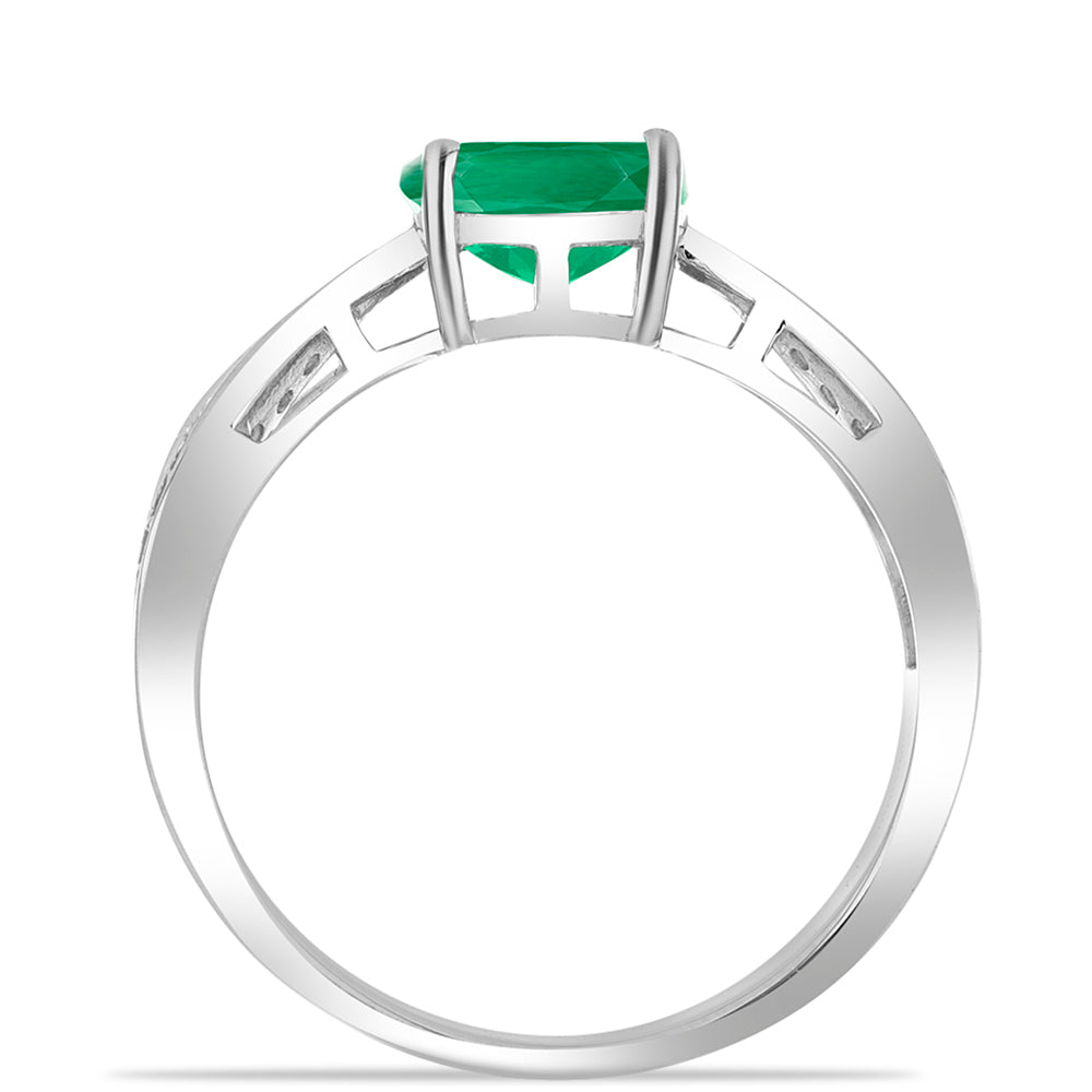 Anillo de Plata con Esmeralda de Brasil y Topacio Blanco 2 