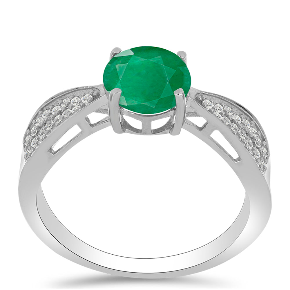 Anillo de Plata con Esmeralda de Brasil y Topacio Blanco 3 