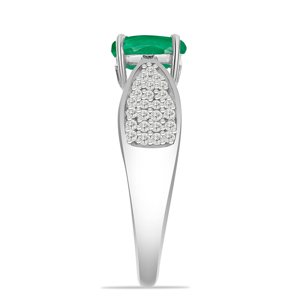 Anillo de Plata con Esmeralda de Brasil y Topacio Blanco 4 
