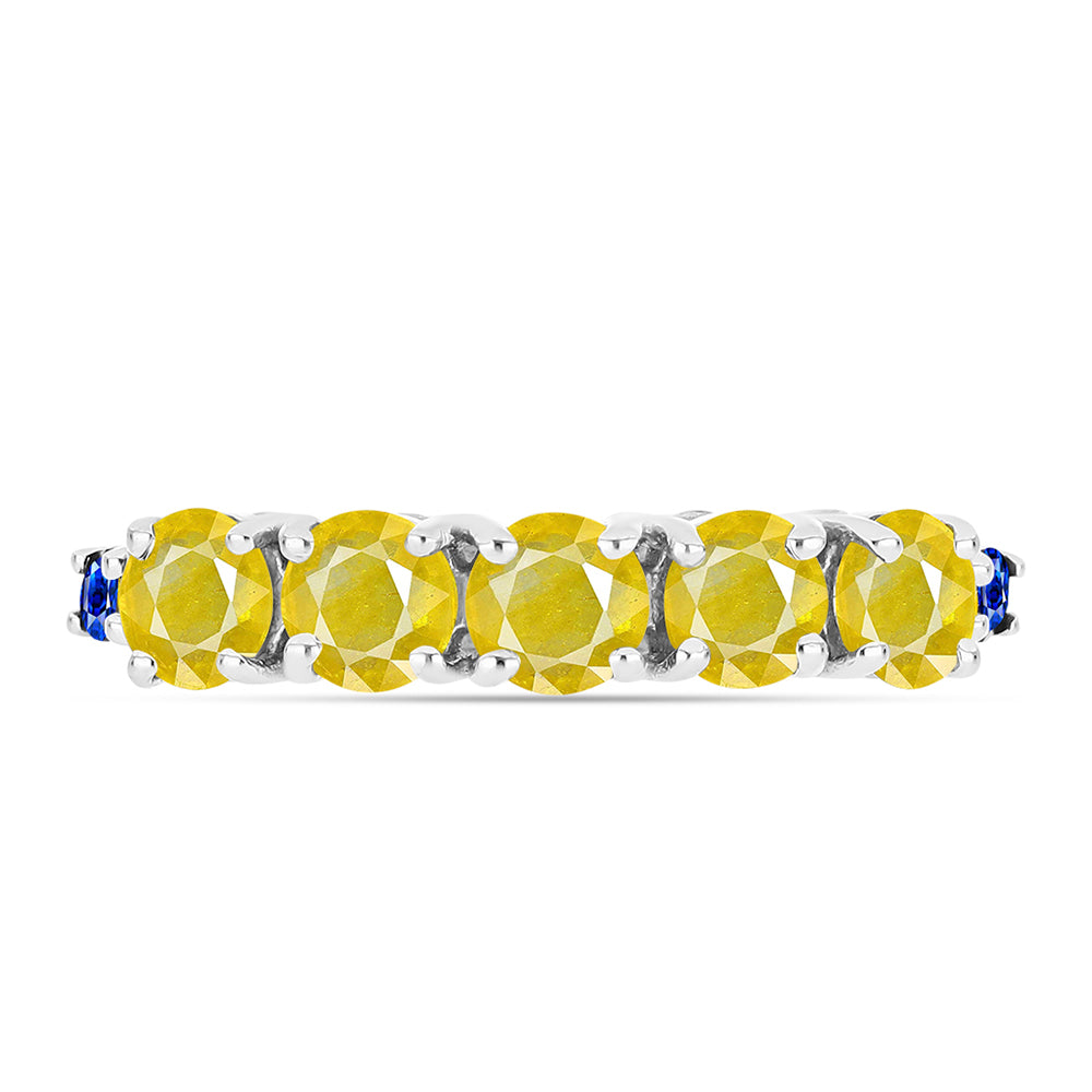 Anillo de Plata con Zafiro Amarillo y Zafiro Azul Australiano