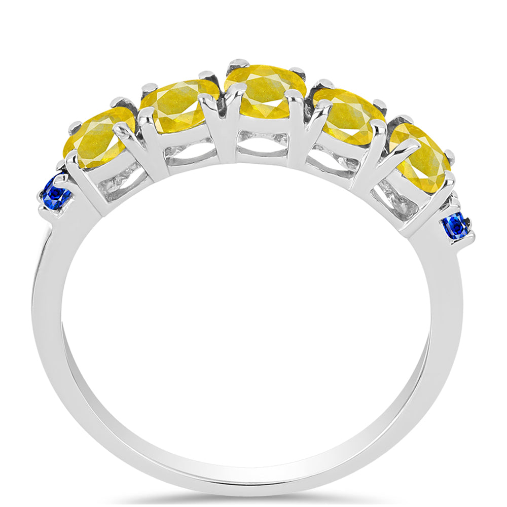Anillo de Plata con Zafiro Amarillo y Zafiro Azul Australiano 3 