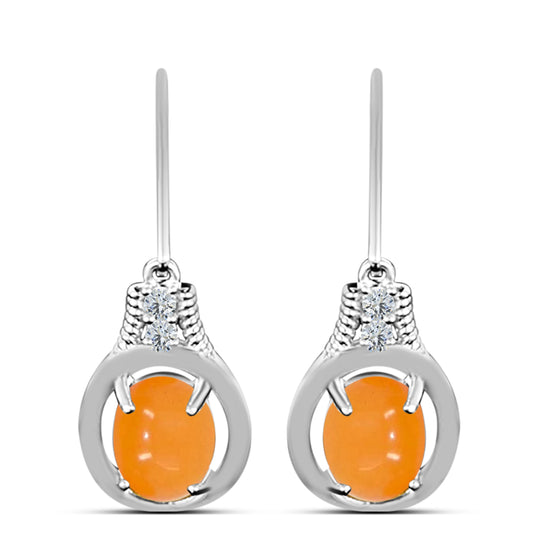Pendientes de Plata con Jade Amarillo y Topacio Blanco