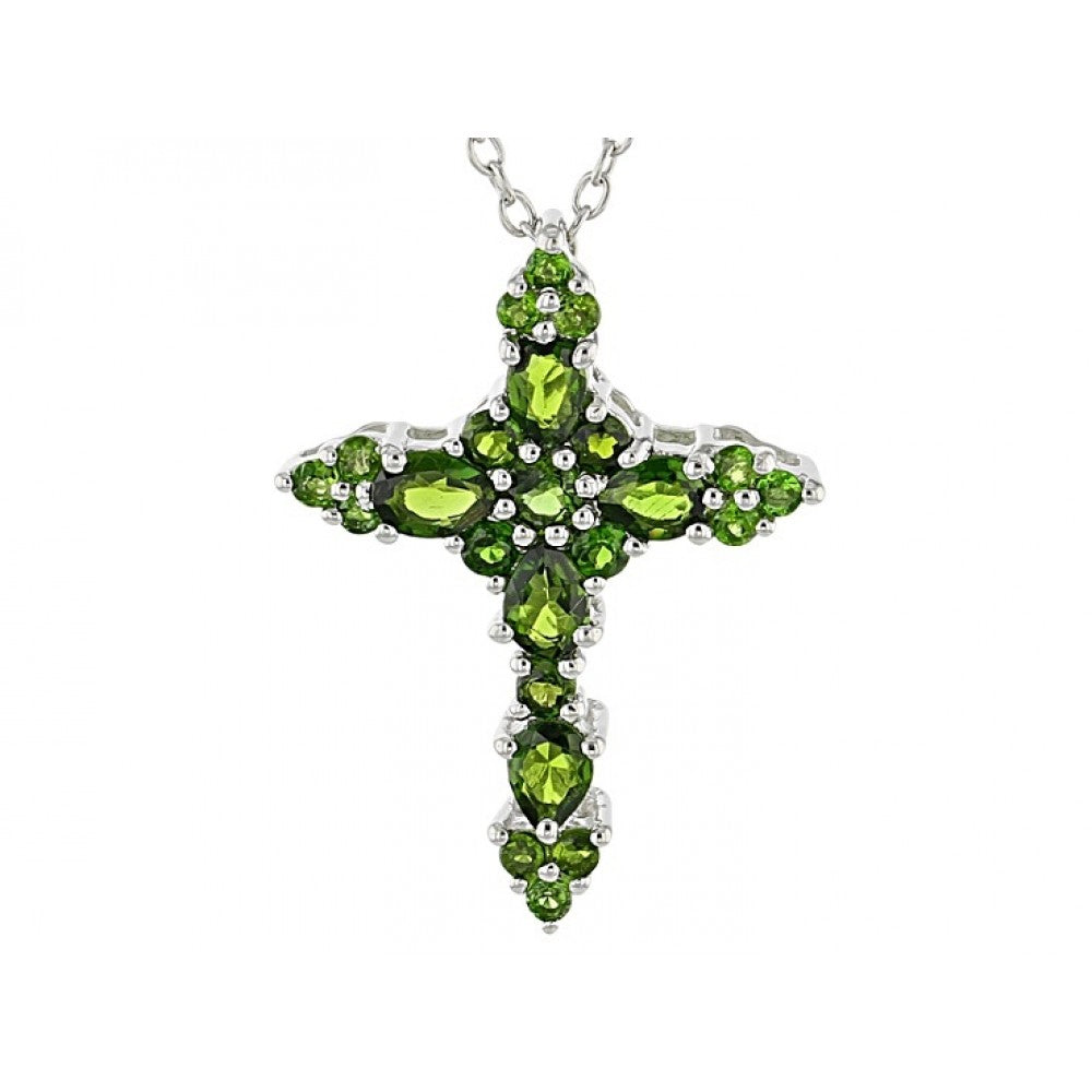 Cruz Colgante de Plata con Diópsido de Cromo 1 