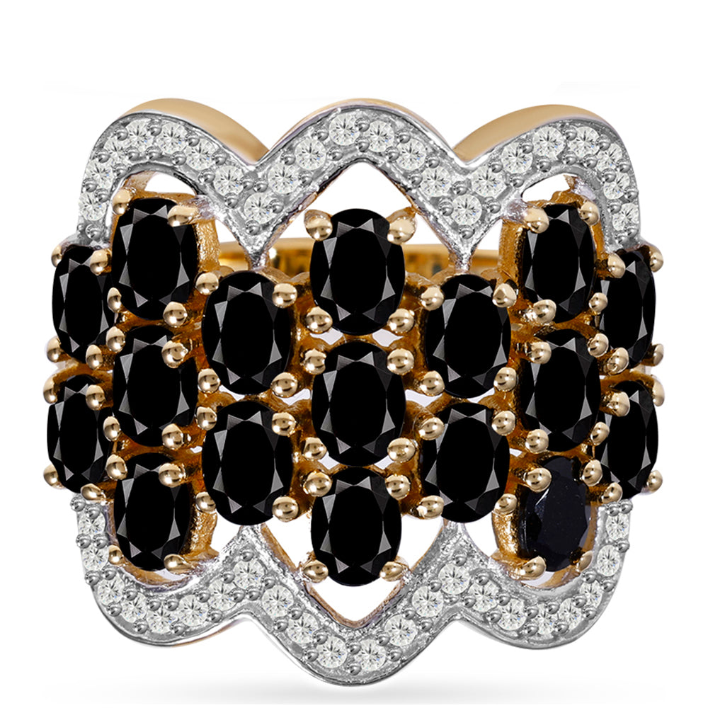 Anillo de Plata Bañada en Oro con Topacio Blanco 1 