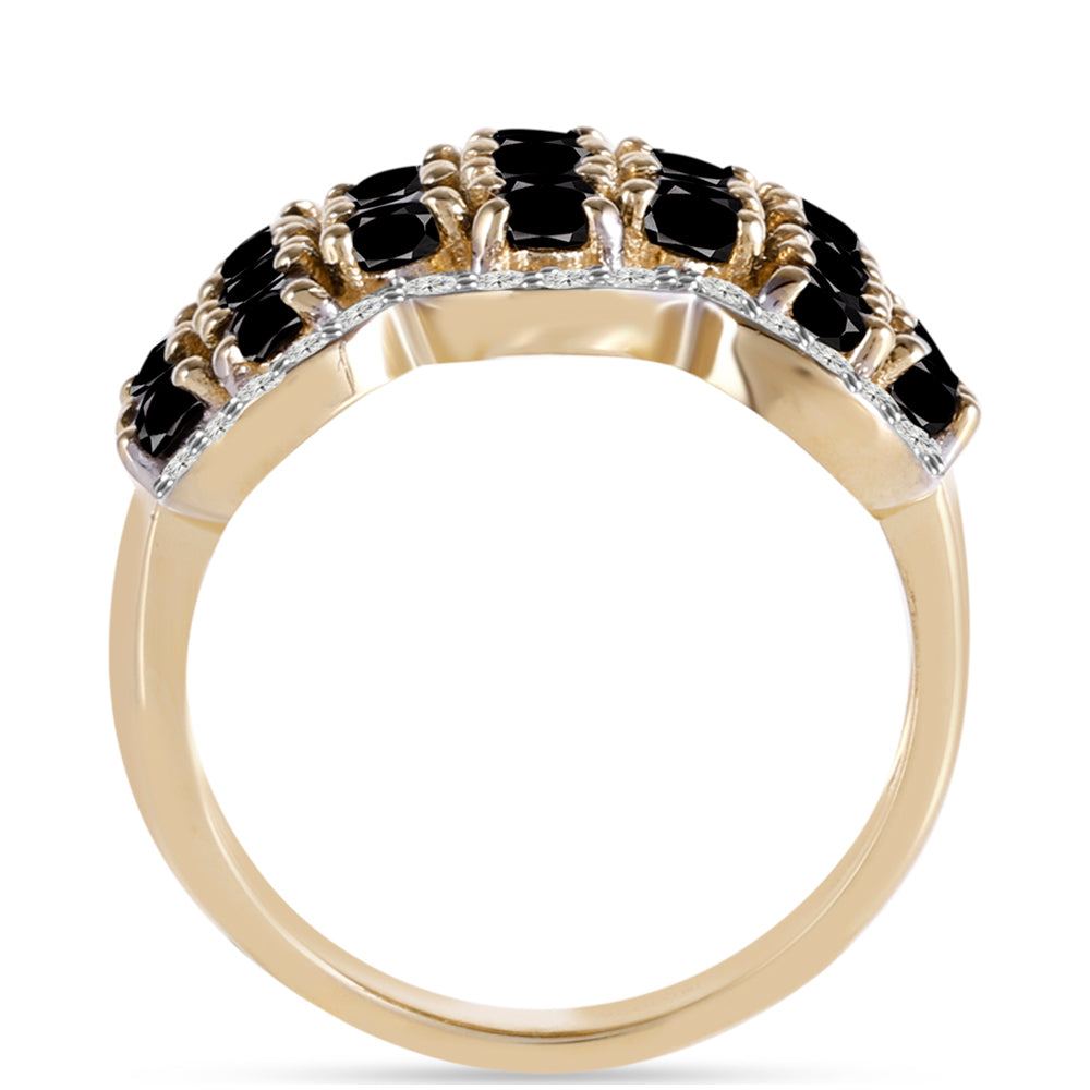 Anillo de Plata Bañada en Oro con Topacio Blanco 2 