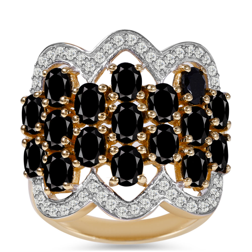 Anillo de Plata Bañada en Oro con Topacio Blanco 3 