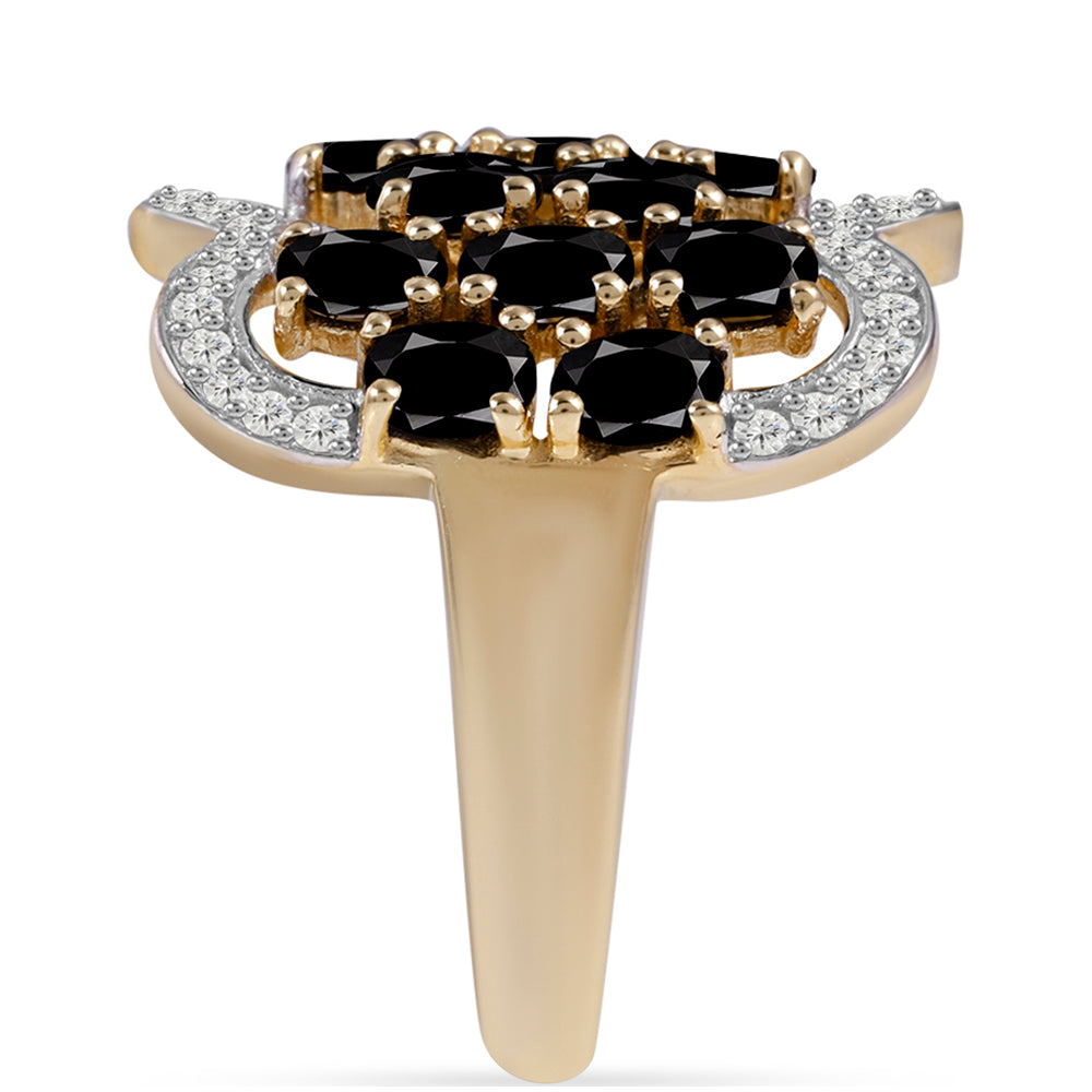 Anillo de Plata Bañada en Oro con Topacio Blanco