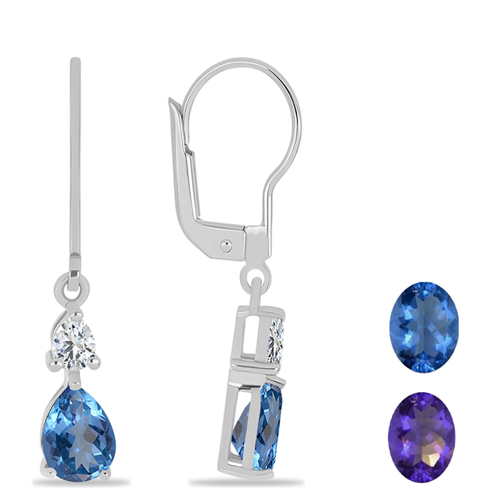 Pendientes de Plata con Fluorita Multicolor y Topacio Blanco 1 