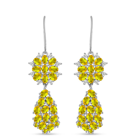 Pendientes de Plata con Citrino de los Montes Urales y Topacio Blanco