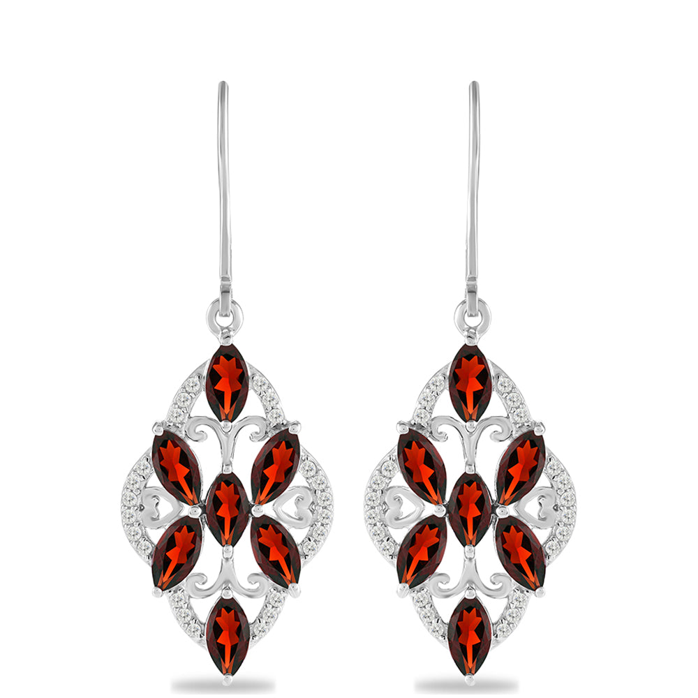 Pendientes de Plata con Granate Barton y Topacio Blanco 1 