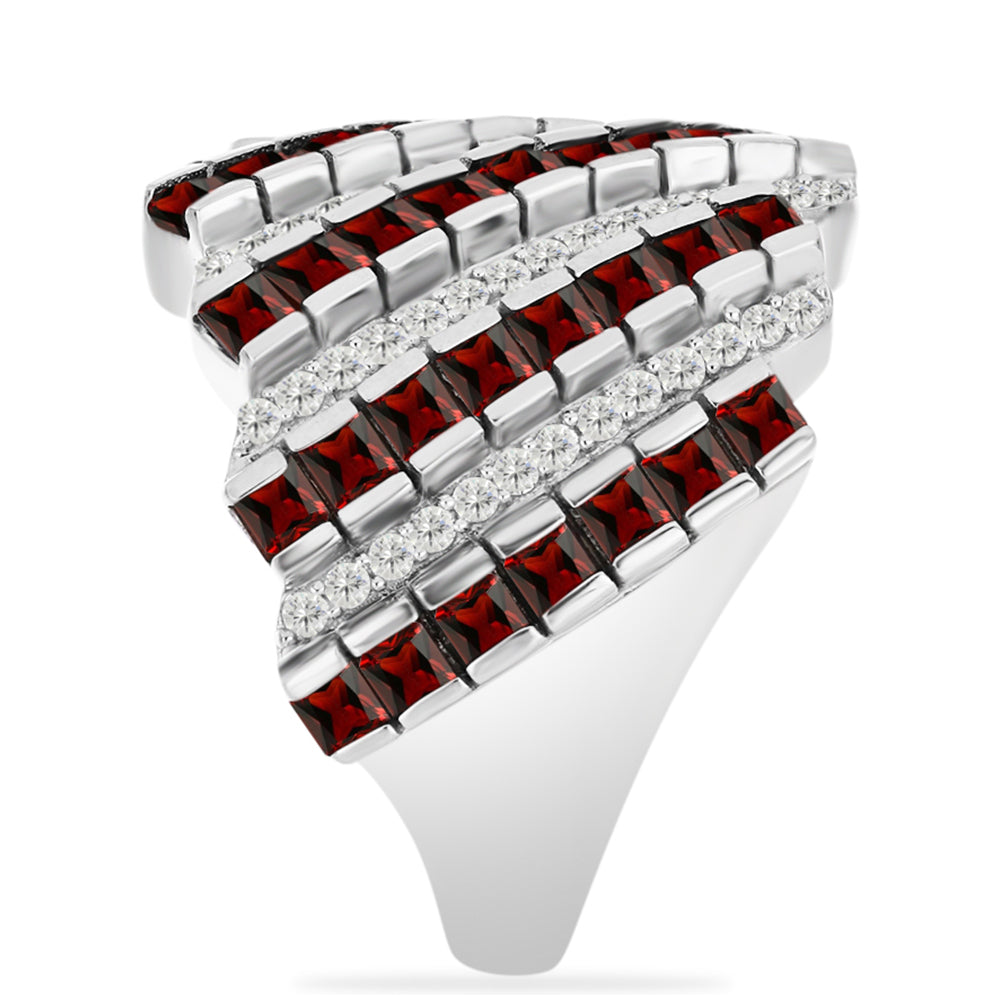 Anillo de Plata con Granate Barton y Topacio Blanco 4 