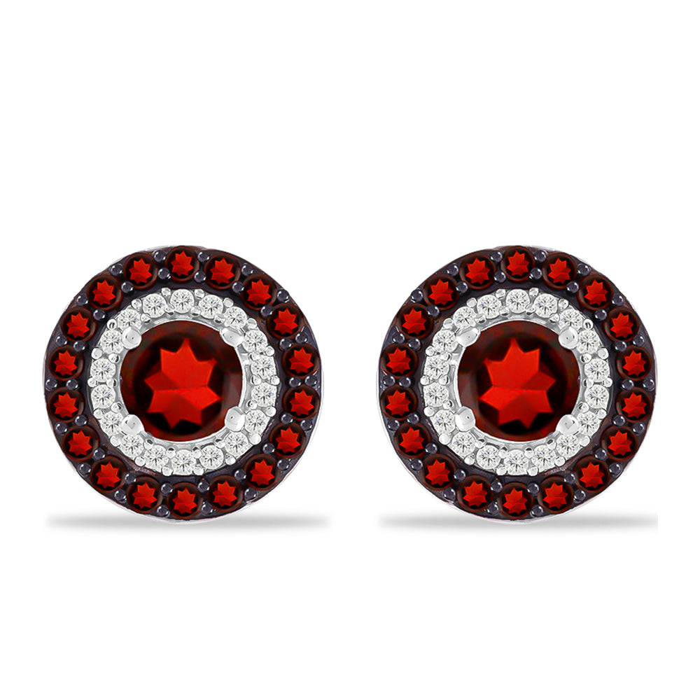 Pendientes de Plata con Granate Barton y Topacio Blanco 1 