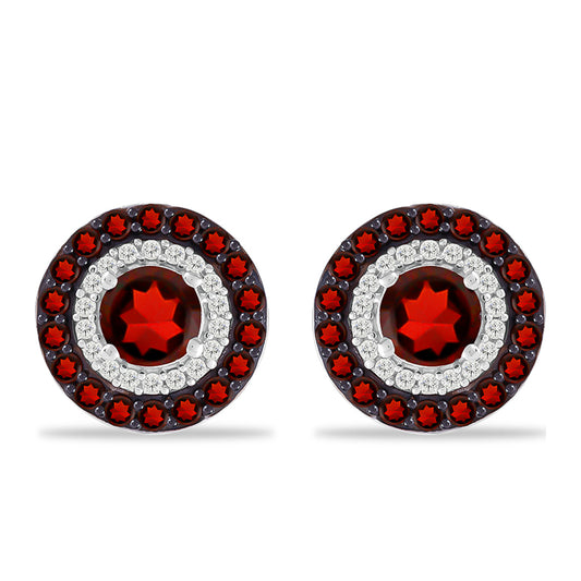 Pendientes de Plata con Granate Barton y Topacio Blanco