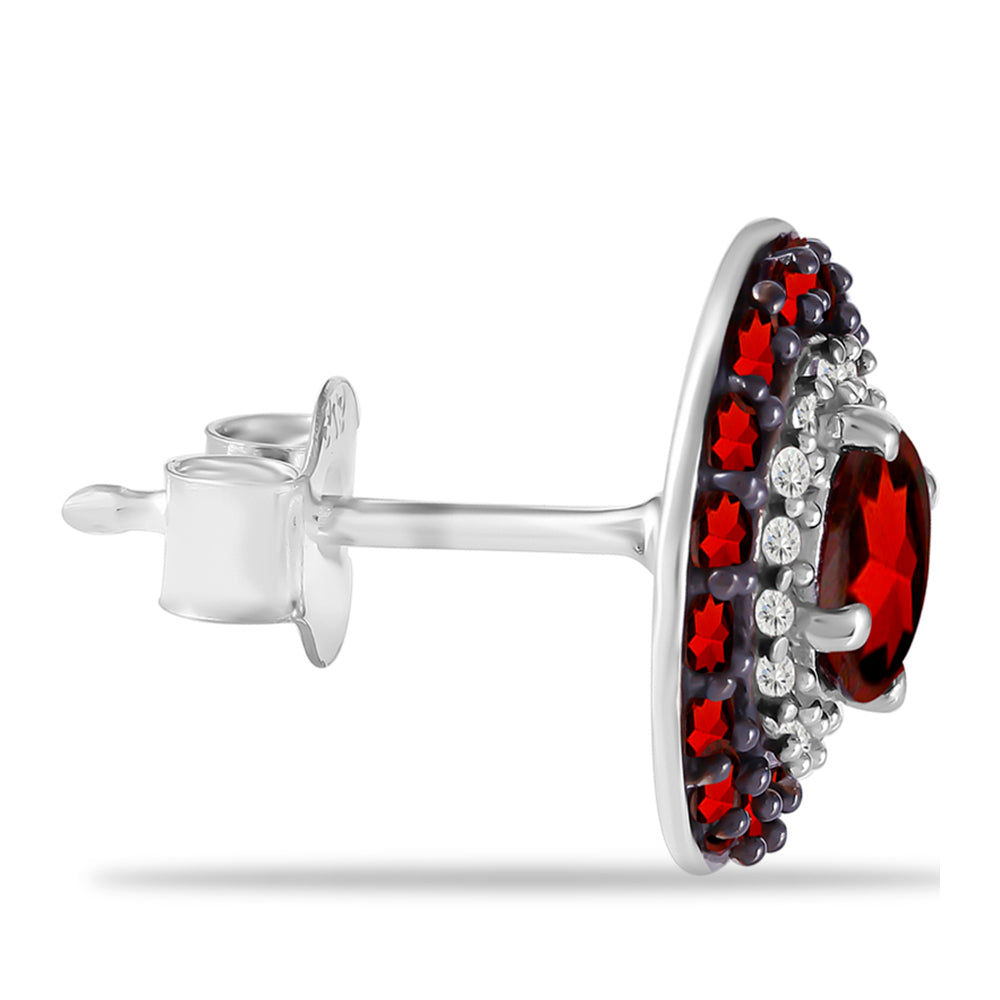 Pendientes de Plata con Granate Barton y Topacio Blanco 2 