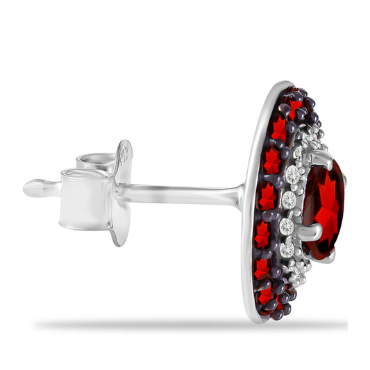 Pendientes de Plata con Granate Barton y Topacio Blanco