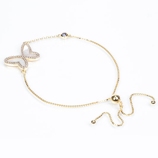Pulsera de Plata Bañada en Oro con Tanzanita AAA y Madreperla