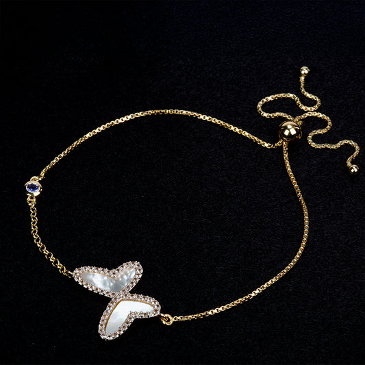 Pulsera de Plata Bañada en Oro con Tanzanita AAA y Madreperla