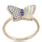 Anillo de Plata Bañada en Oro con Tanzanita AAA y Madreperla