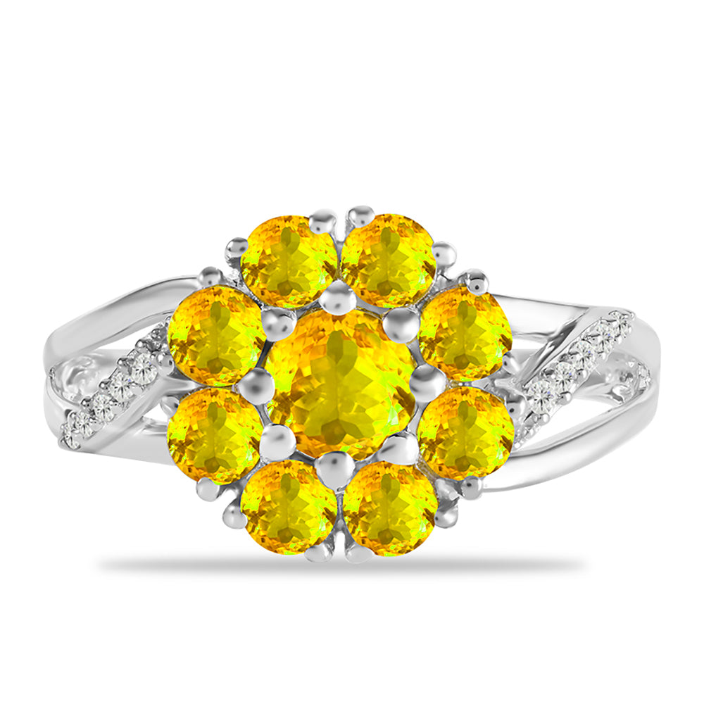 Anillo de Plata con Citrino de los Montes Urales y Topacio Blanco 1 