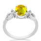 Anillo de Plata con Citrino de los Montes Urales y Topacio Blanco