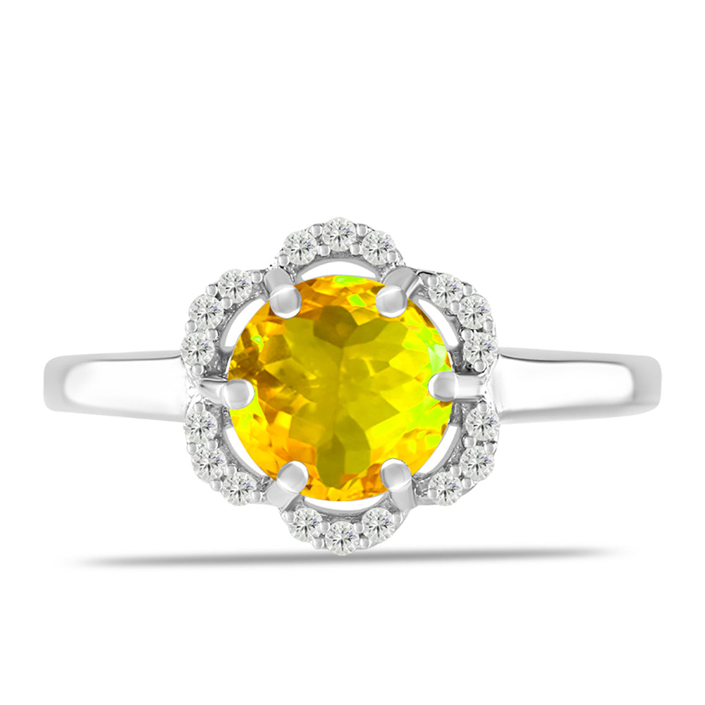 Anillo de Plata con Citrino de los Montes Urales y Topacio Blanco 1 