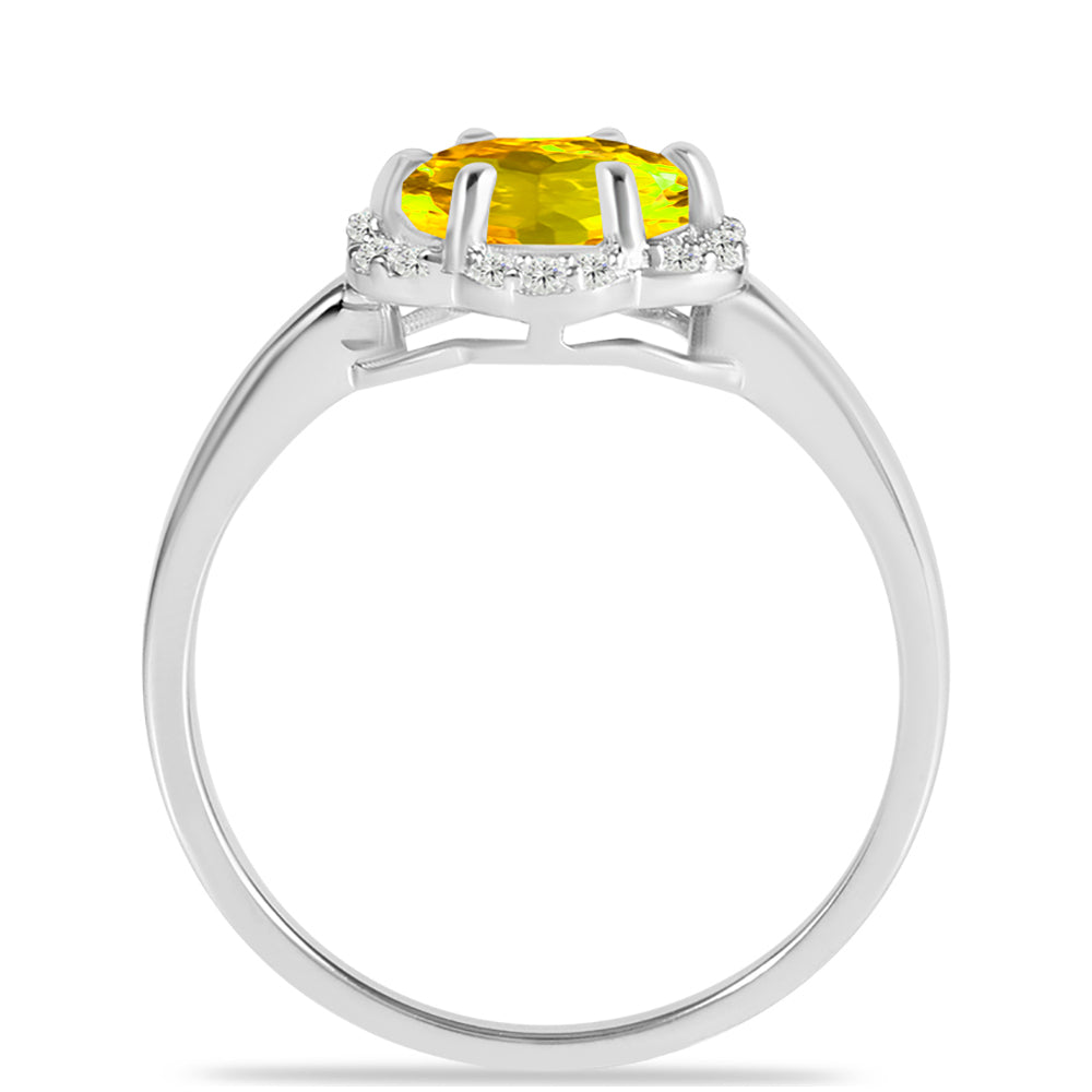 Anillo de Plata con Citrino de los Montes Urales y Topacio Blanco 2 