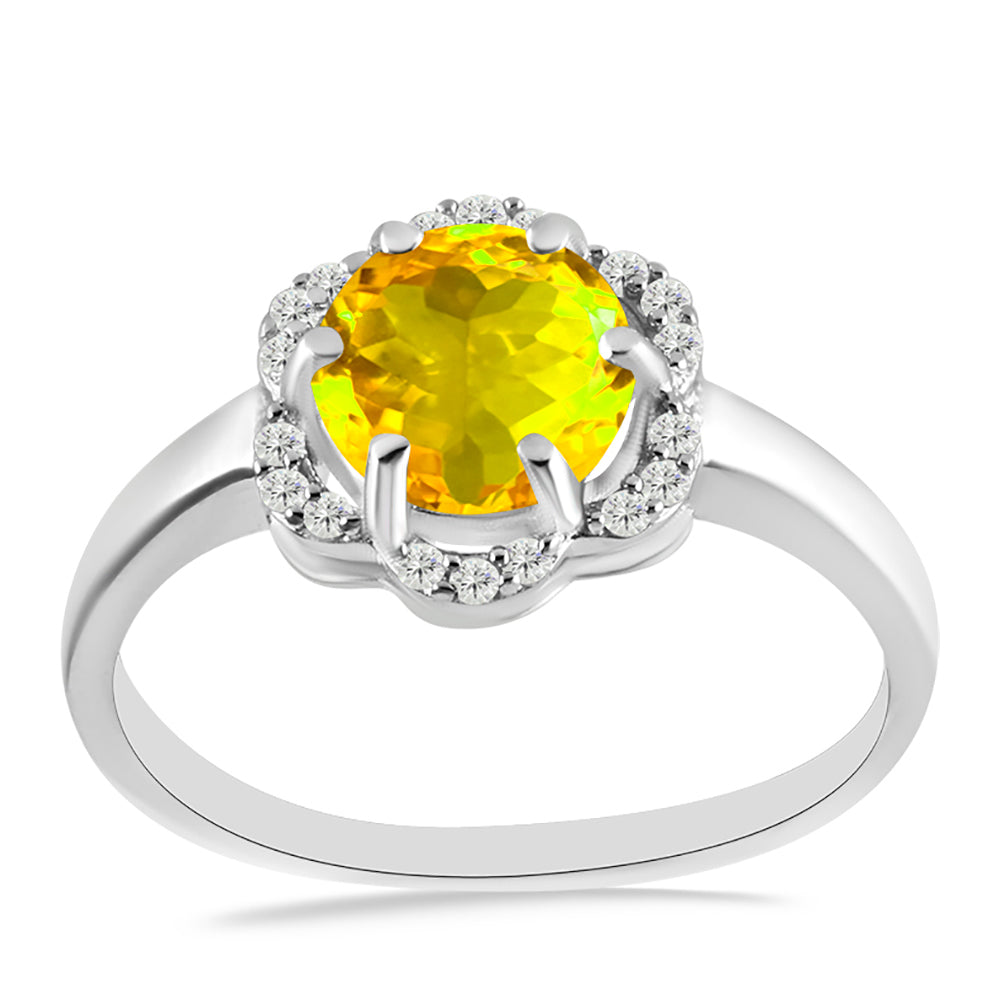 Anillo de Plata con Citrino de los Montes Urales y Topacio Blanco 3 
