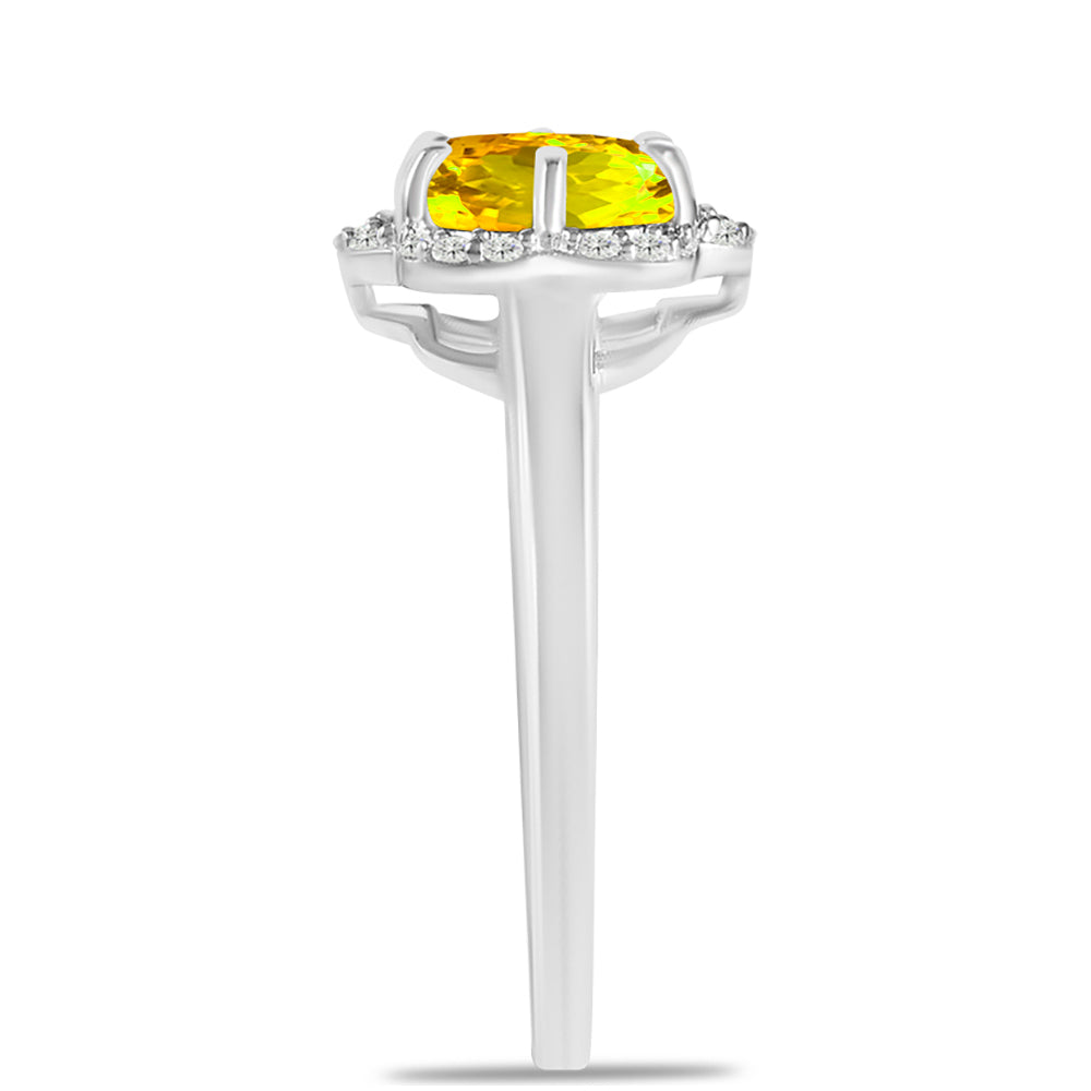 Anillo de Plata con Citrino de los Montes Urales y Topacio Blanco