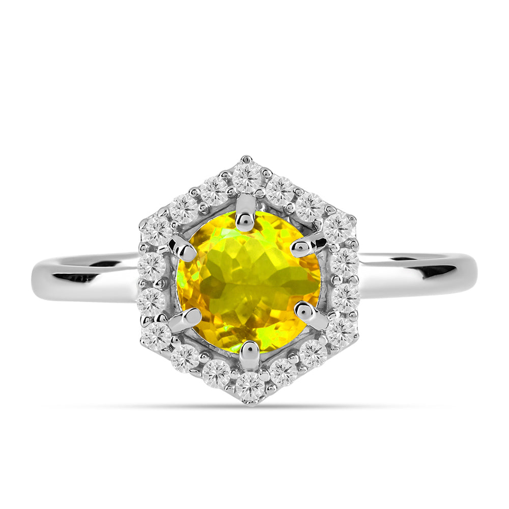 Anillo de Plata con Citrino de los Montes Urales y Topacio Blanco 1 