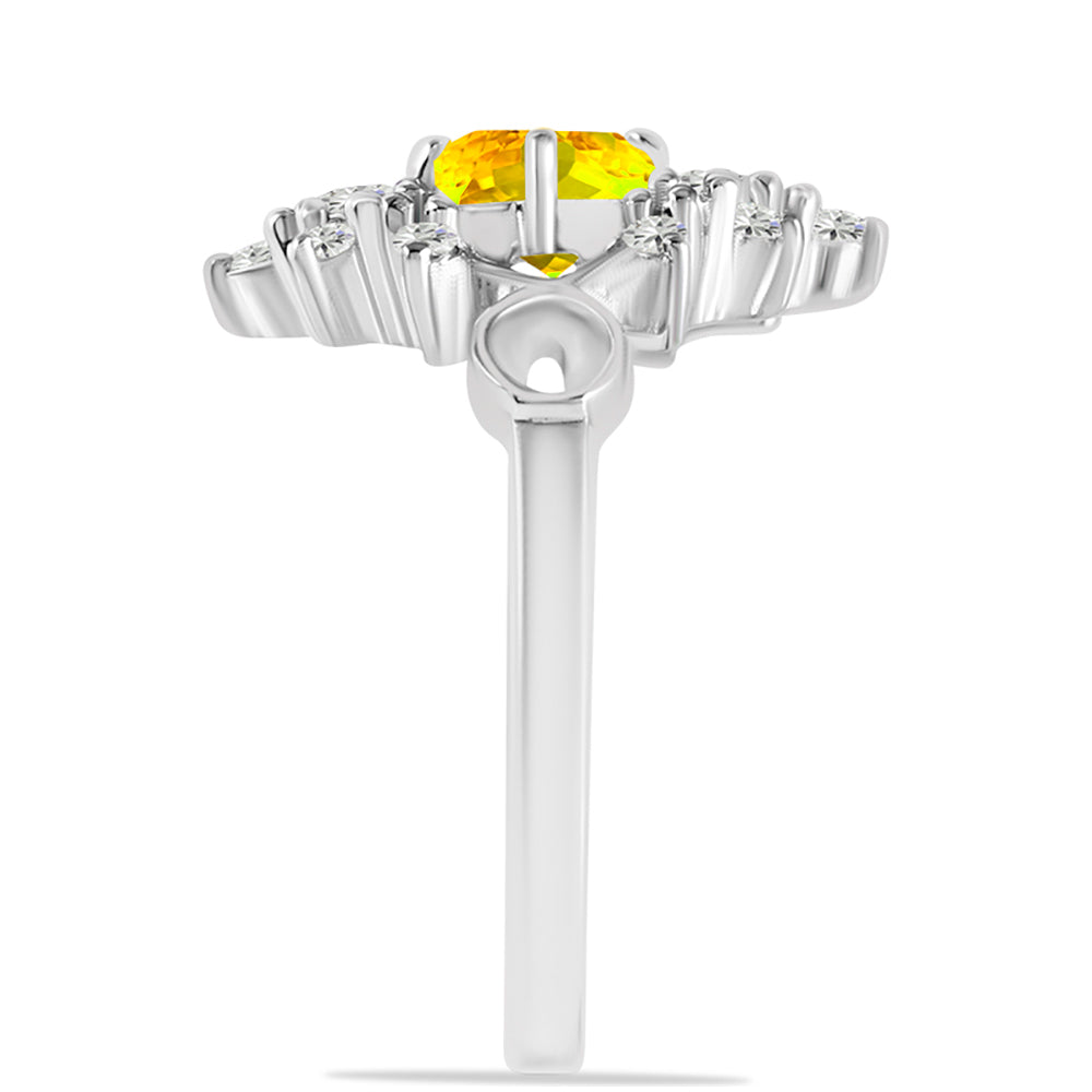 Anillo de Plata con Citrino de los Montes Urales y Topacio Blanco 4 