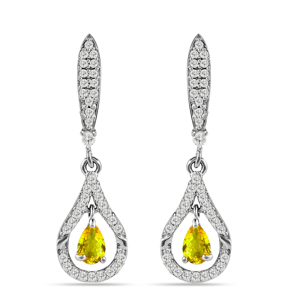 Pendientes de Plata con Citrino de los Montes Urales y Topacio Blanco 1 