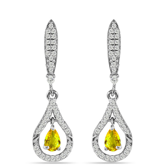 Pendientes de Plata con Citrino de los Montes Urales y Topacio Blanco