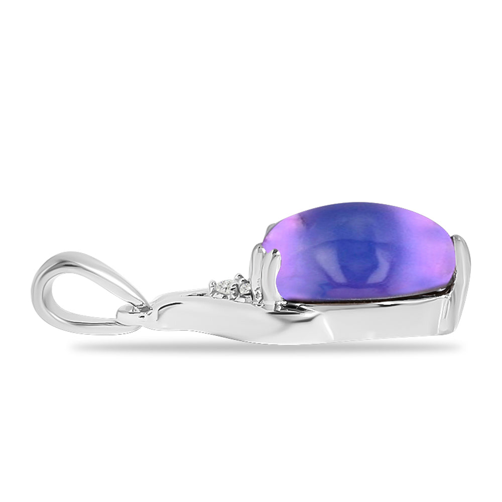 Colgante de Plata con Piedra Lunar Púrpura y Topacio Blanco 2 