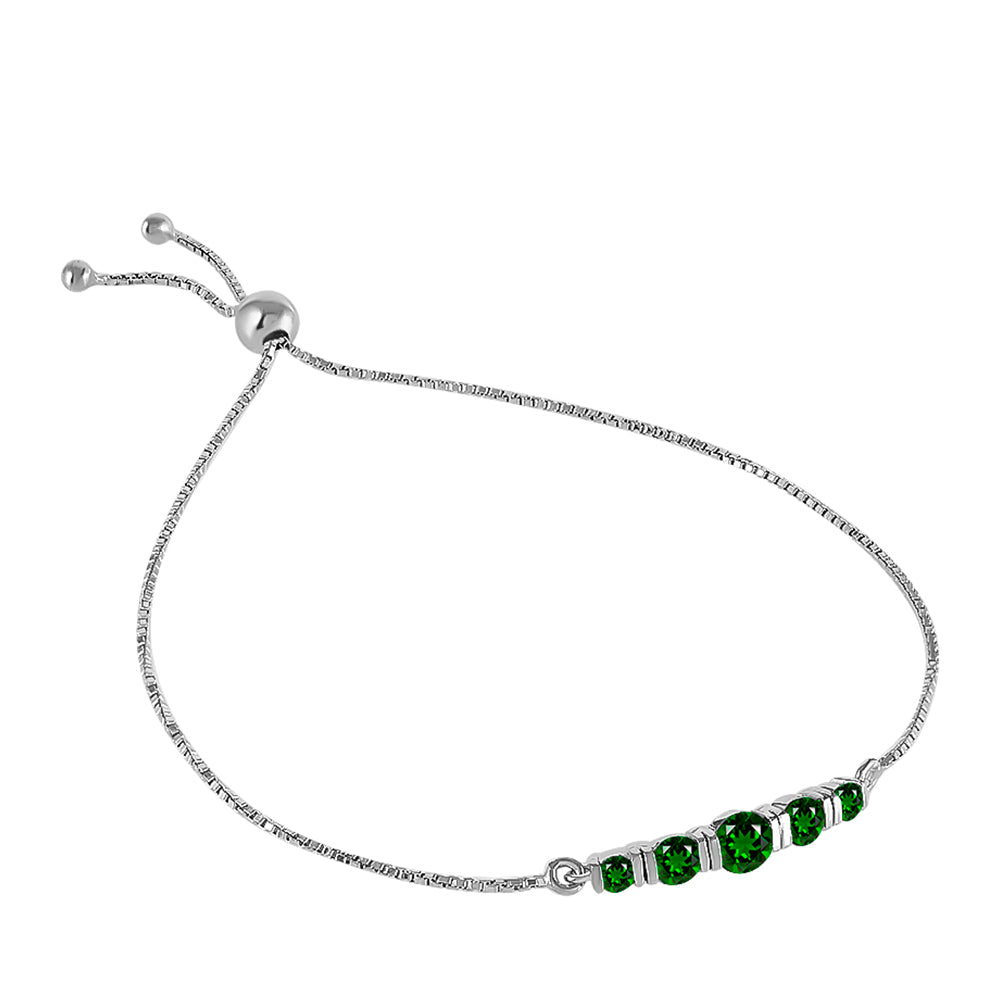 Pulsera de Plata con Diópsido de Cromo