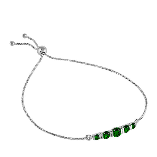 Pulsera de Plata con Diópsido de Cromo